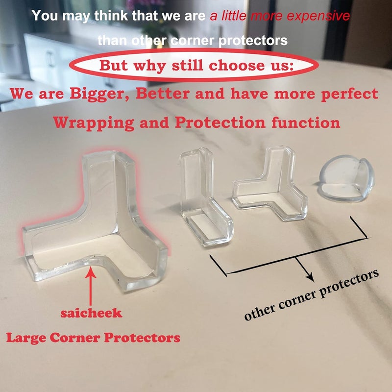 saicheek 4Pcs Large(Length: 1.7inch) Silicone Corner Protector Baby Proofing,Table Corner Protectors for Baby,Strong Adhesive T Shaped Baby Head Protector Table Corner Protectors for Furniture - Image 4